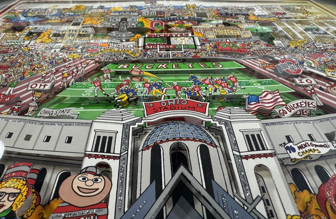 Ohio State University Buckeyes Charles Fazzino Signed 3D In the Shoe Framed /400