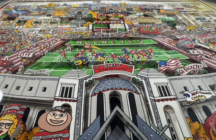 Ohio State University Buckeyes Charles Fazzino Signed 3D In the Shoe Framed /400