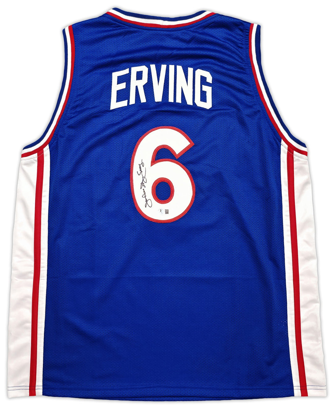 Philadelphia 76ers Julius "Dr. J" Erving Signed Blue Jersey Beckett Witness