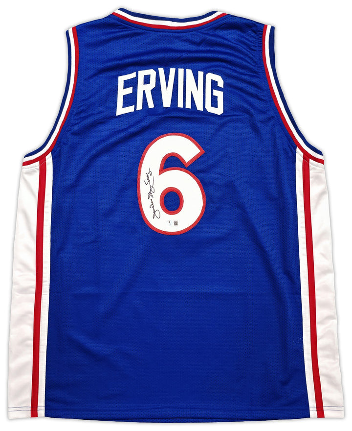 Philadelphia 76ers Julius "Dr. J" Erving Signed Blue Jersey Beckett Witness
