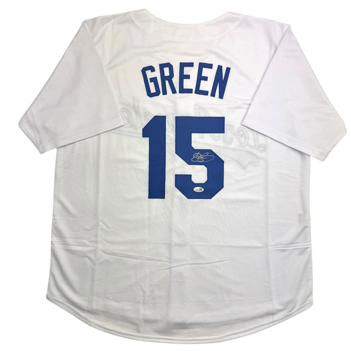 Autographed/Signed Shawn Green Los Angeles White Baseball Jersey JSA COA