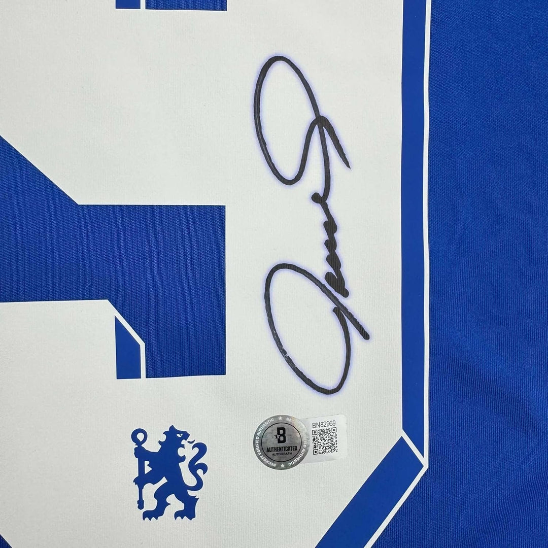 Framed Autographed/Signed Fernando Torres 35x39 Chelsea FC Blue Jersey COA