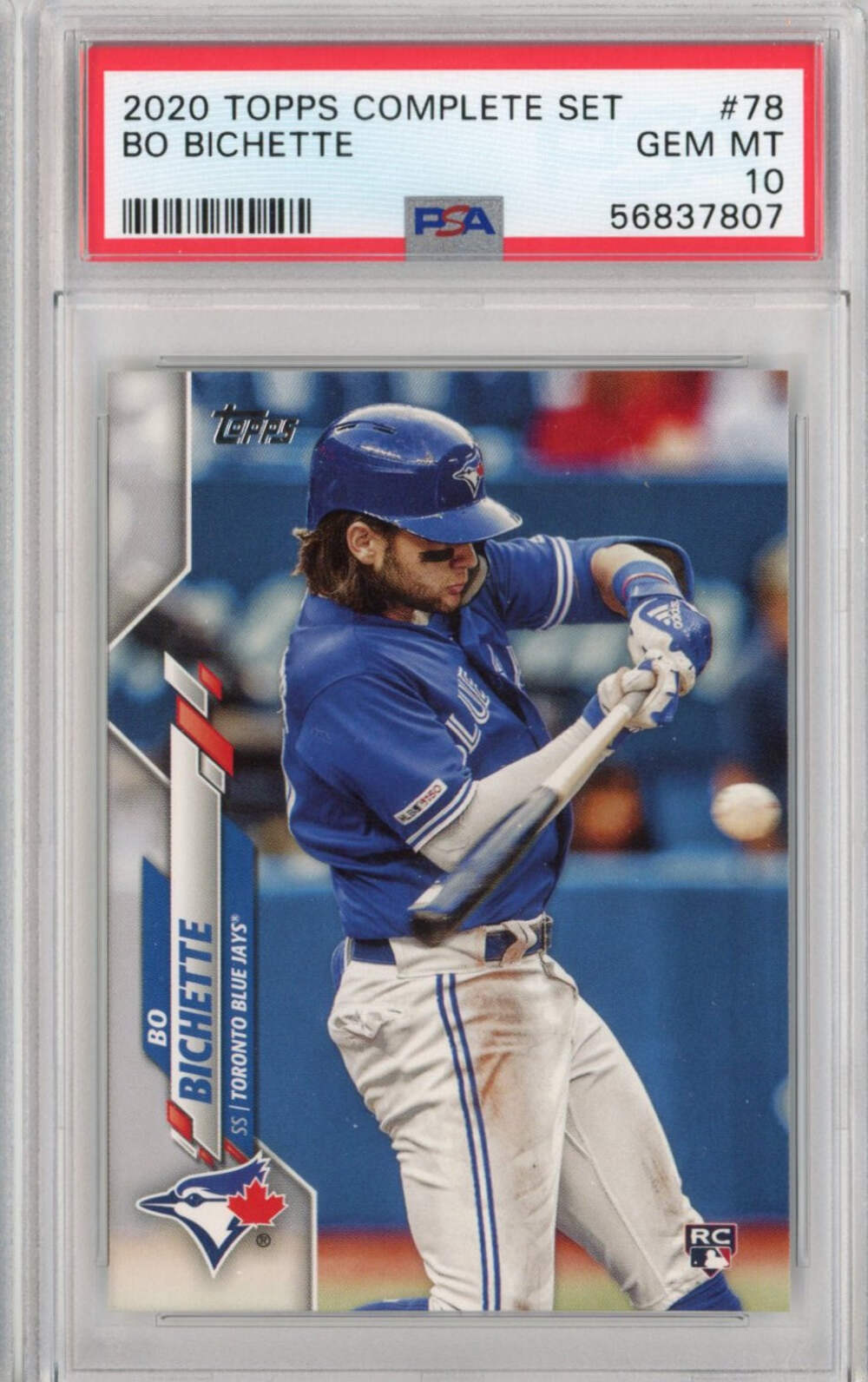 Graded 2020 Topps Complete Set Bo Bichette #78 Rookie RC Baseball Card PSA 10 Ge
