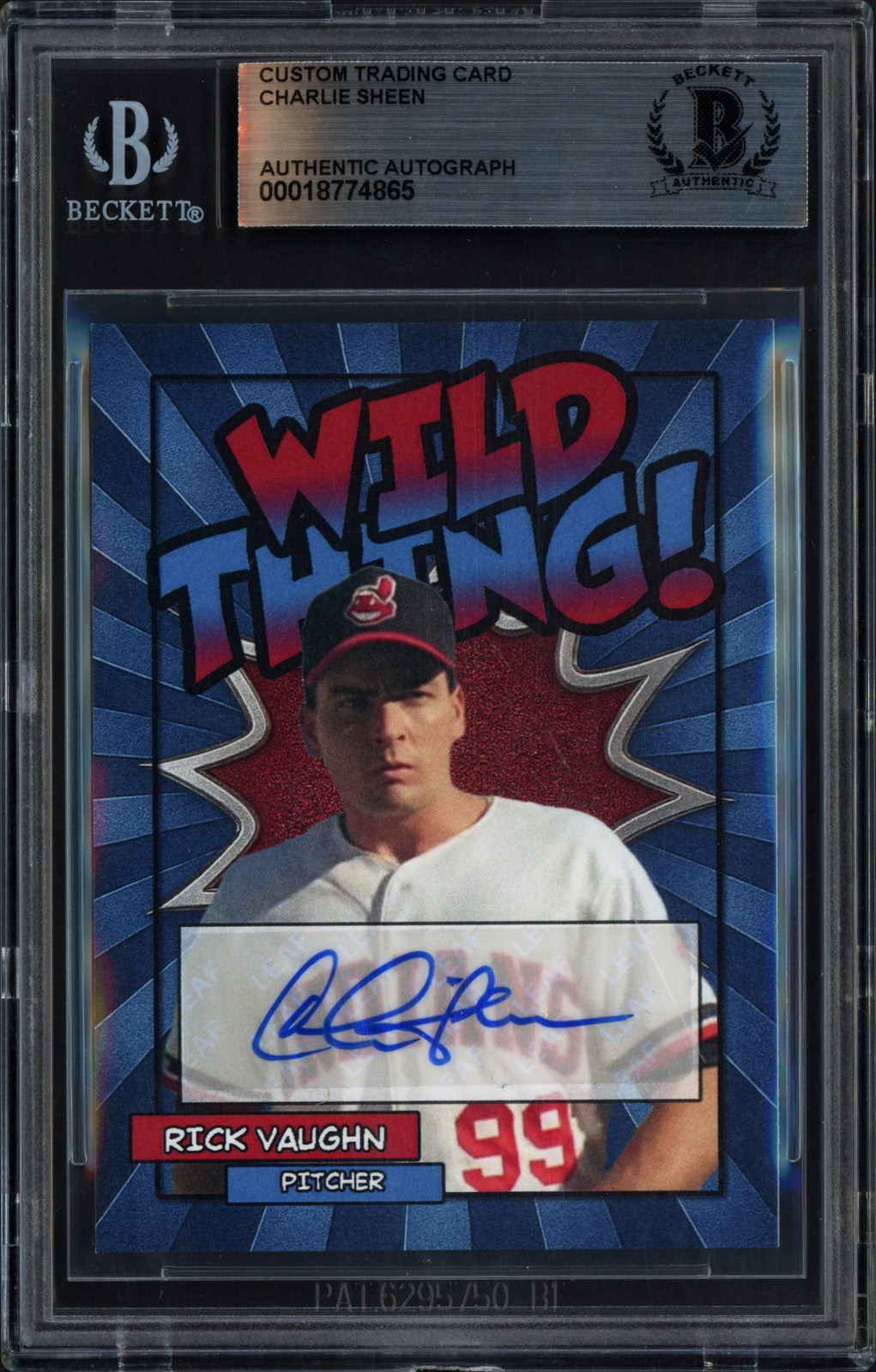 Charlie Sheen Signed Major League Trading Card Rick Vaughn Beckett
