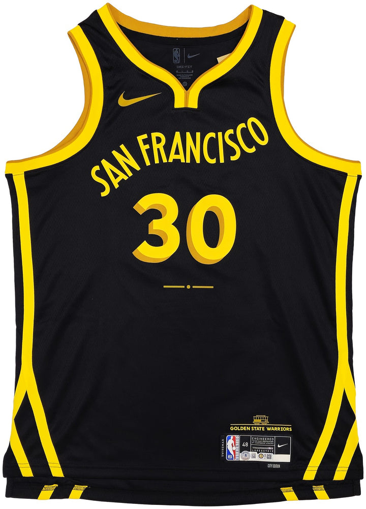 Warriors Stephen Curry Auto Black Nike Swingman City Jersey 48 Wardell Beckett