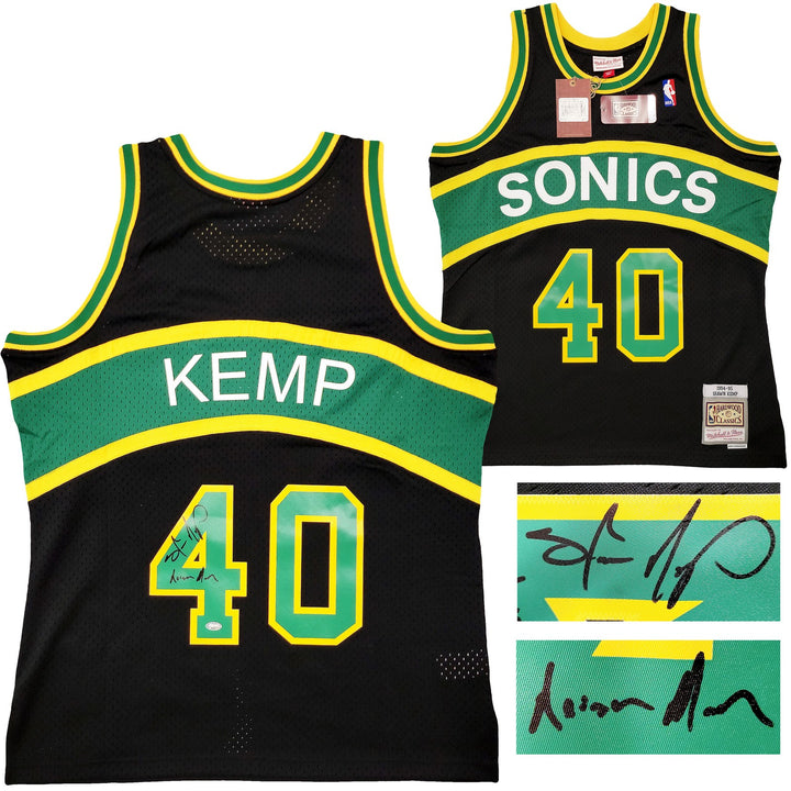 Sonics Shawn Kemp Auto Black AUTH Mitchell Ness HWCs Swingman Jersey L Reign Man