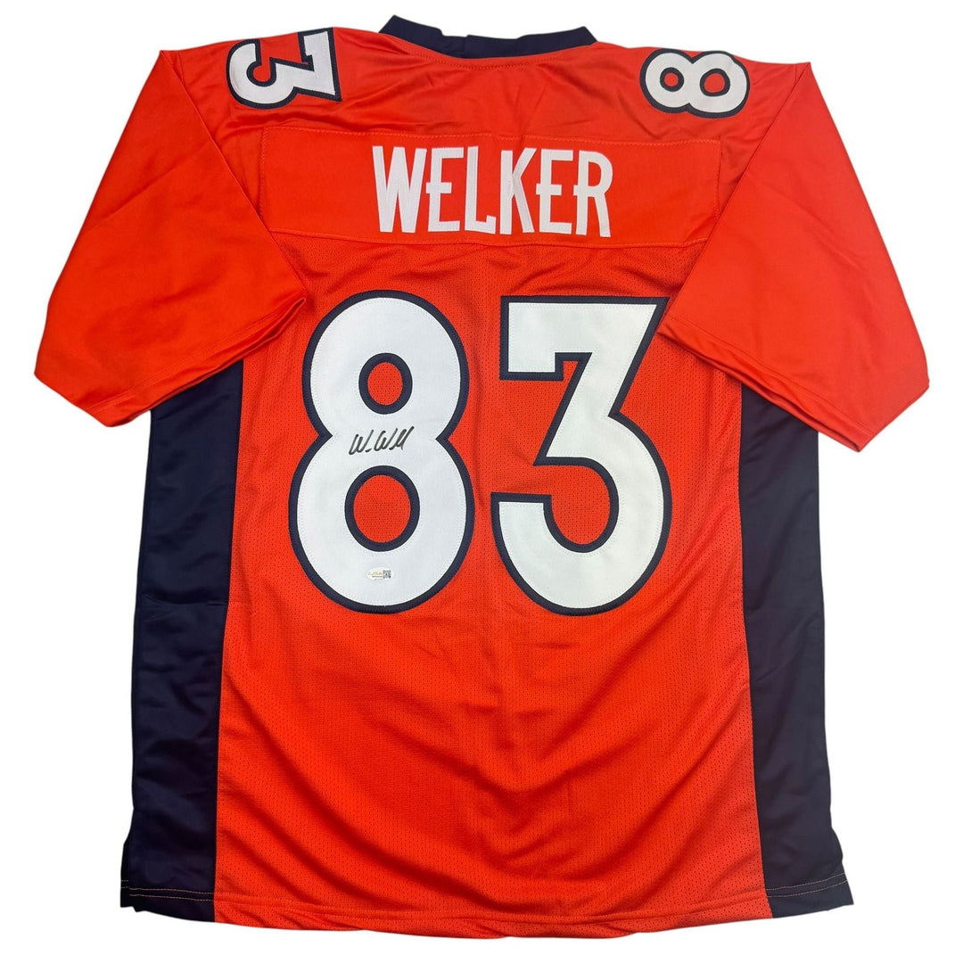 Autographed/Signed Wes Welker Denver Orange Football Jersey JSA COA