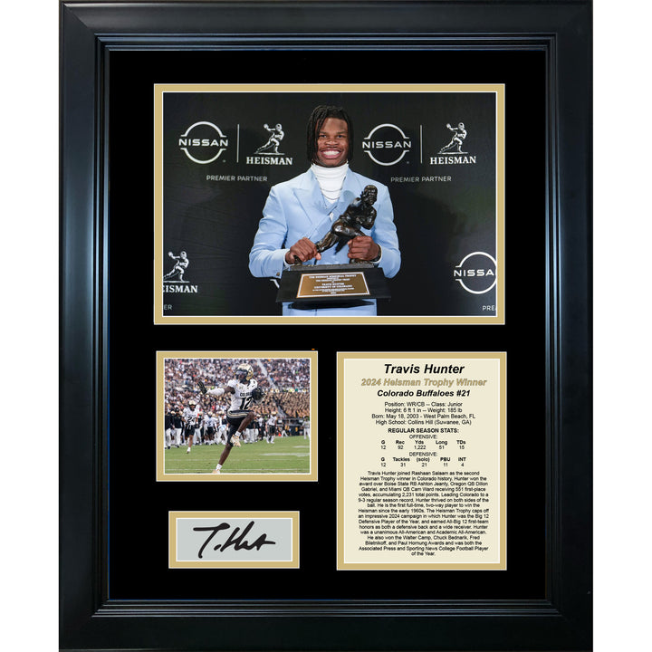 Framed Travis Hunter 2024 Heisman Facsimile Signature 11"x14" Photo Sig Collage