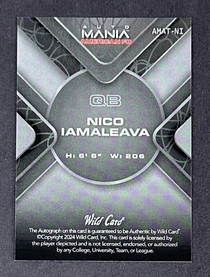 Nico Iamaleava 2024 Wild Card Mania American 1/3 Mint Auto RC Rookie Tennessee