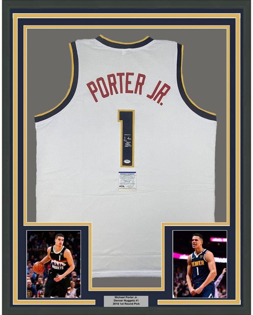 FRAMED Autographed/Signed MICHAEL PORTER JR 33x42 White Jersey PSA/DNA COA