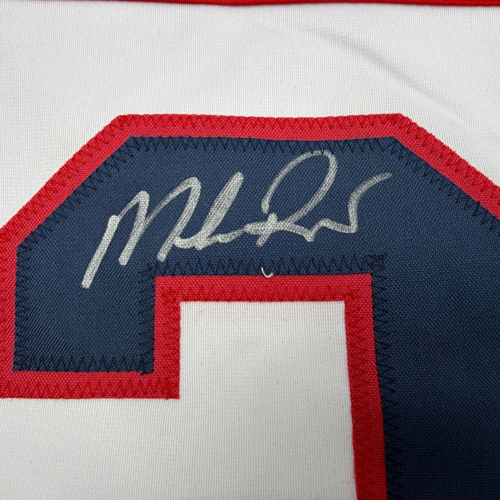 Autographed/Signed Mike Richter USA United States White Hockey Jersey JSA COA