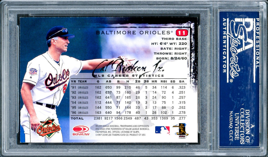 Cal Ripken Jr. Signed 1997 Donruss VXP Card 11 Orioles PSA/DNA #83885971