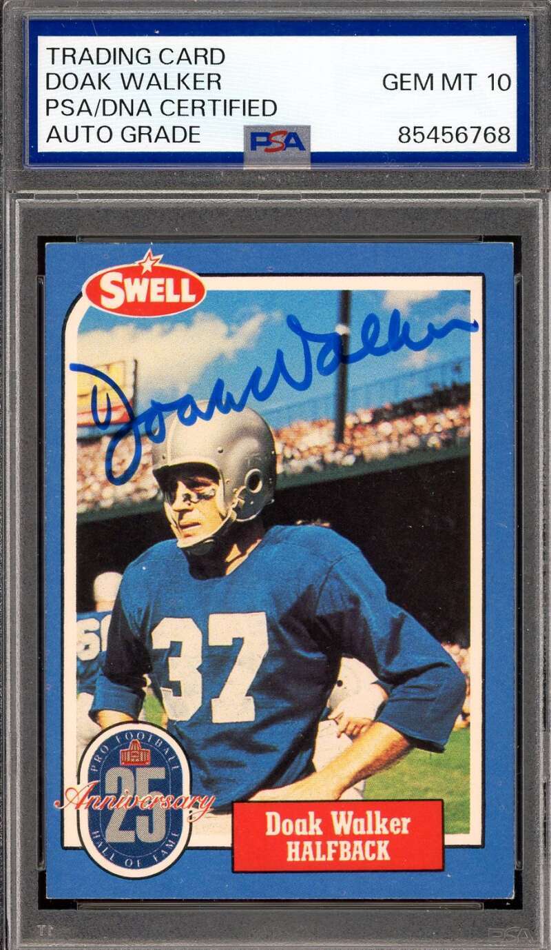 Doak Walker Gem Mint 10 PSA DNA Signed 1988 Swell Greats Autograph