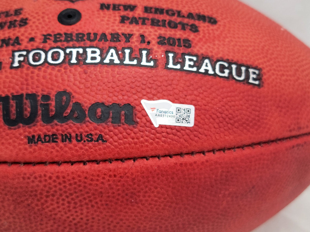 Tom Brady Auto Patriots NFL Leather Super Bowl XLIX Logo Football Fanatics Holo