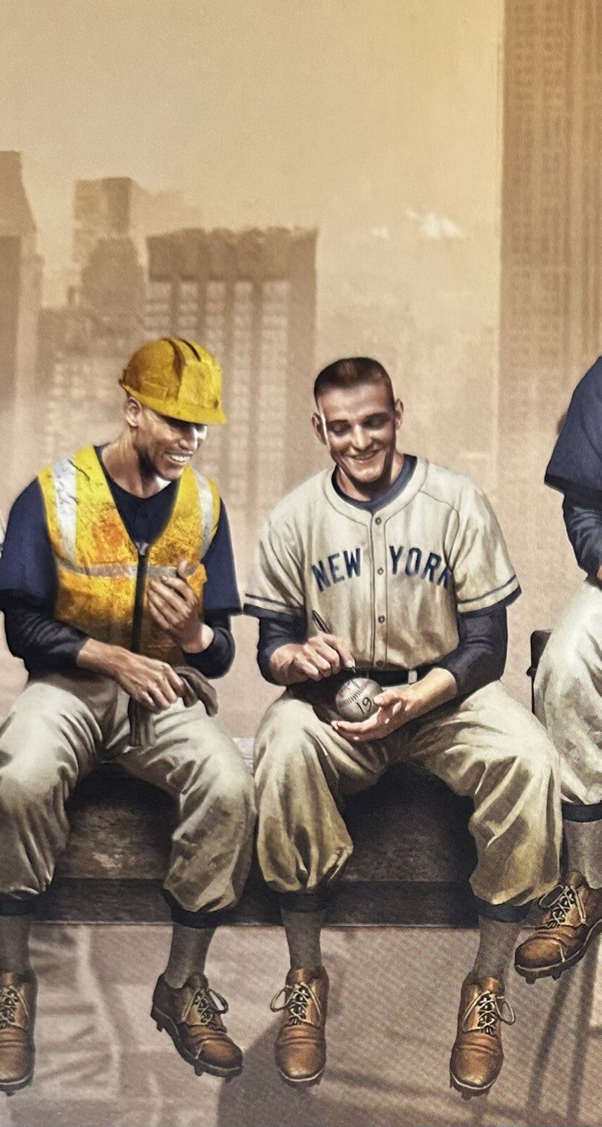 NY Yankees Lunch Atop An Empire 12x36 Litho Photo Jeter Mantle Joe Dimaggio COA