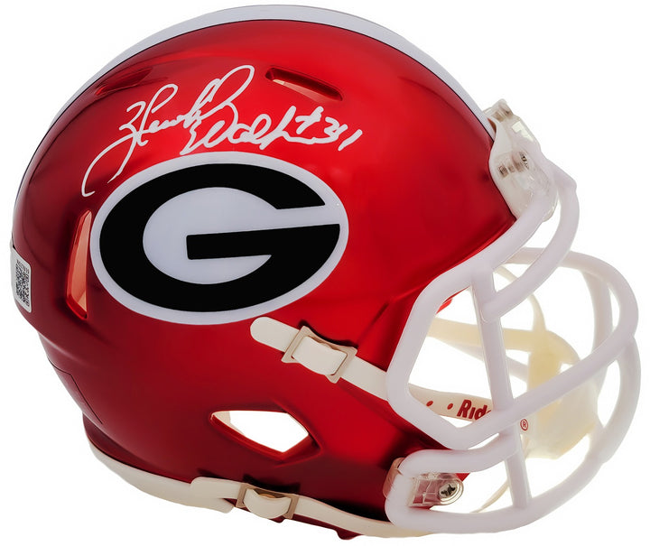 Herschel Walker Auto Signed Georgia Bulldogs Flash Red Speed Mini Helmet Beckett
