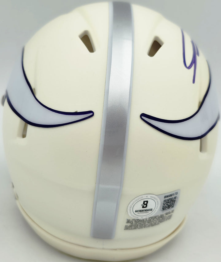 Jordan Addison Auto Vikings White 2024 Alternate Speed Mini Helmet Beckett
