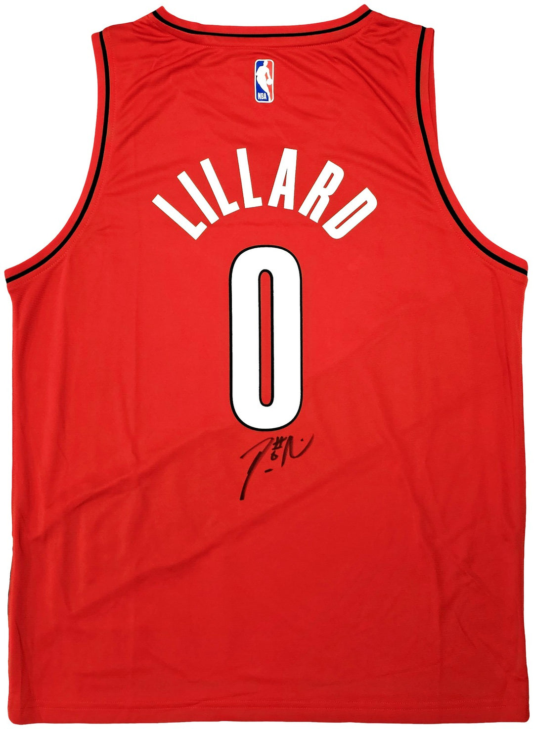 Portland Trailblazers Damian Lillard Signed Red Fanatics Jersey Size L Beckett