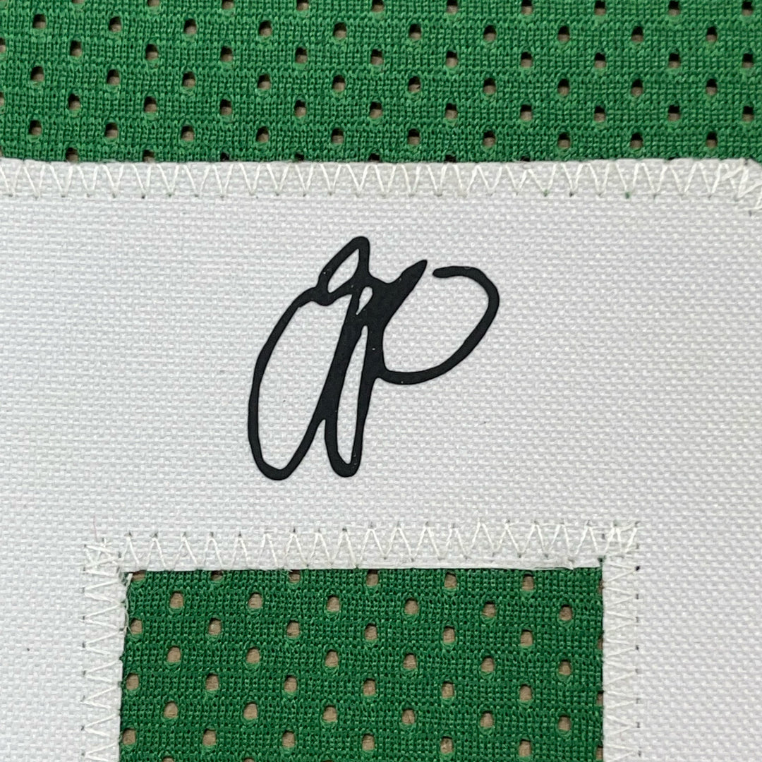 Framed Facsimile Autographed Jayson Tatum 33x42 Green Reprint Laser Auto Jersey