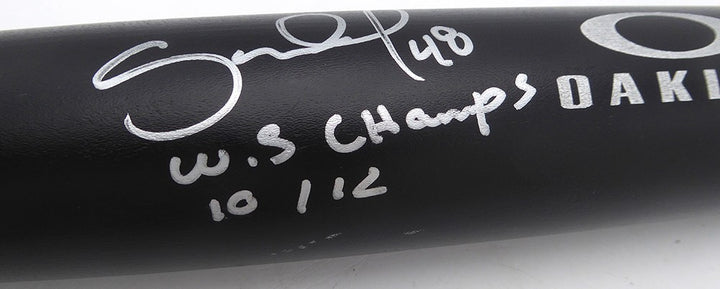 Pablo Sandoval Signed Oakley Bat Giants "WS Champs 10/12" Beckett #BU87133