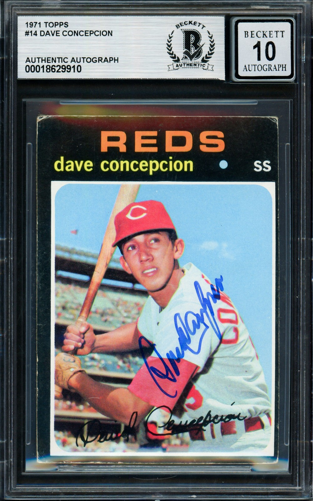 Dave Concepcion Signed 1971 Topps RC 14 Reds Auto GM 10 Beckett #18629910
