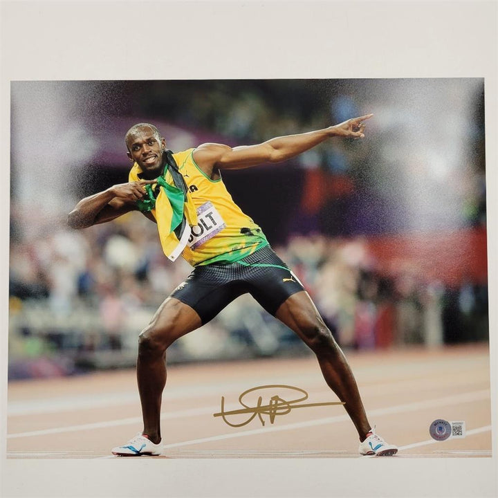 Usain Bolt signed 11x14 Photo #1 Olympics autograph (B) ~ Beckett BAS Holo