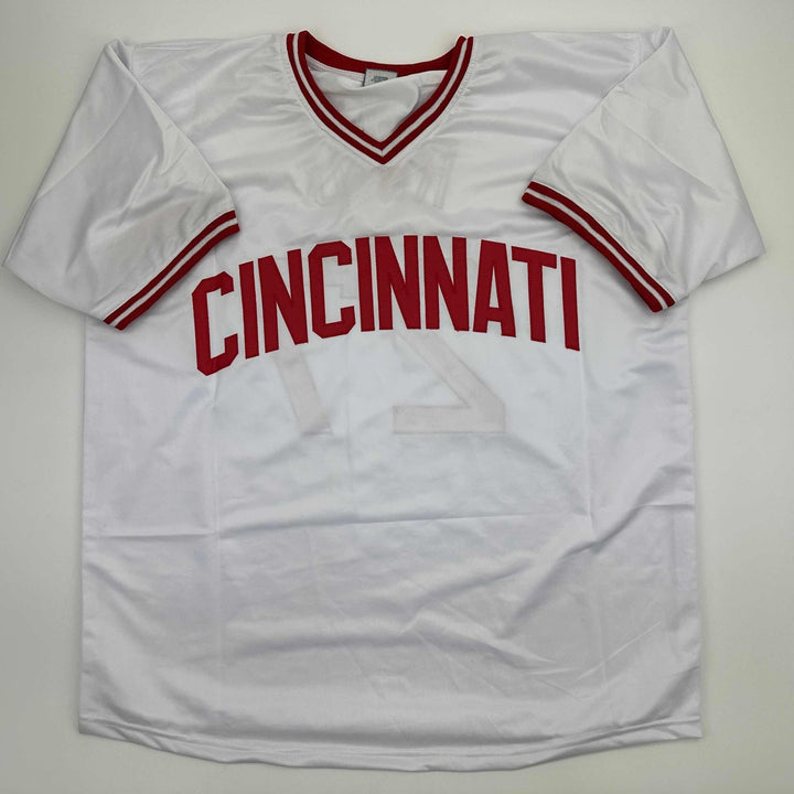 Autographed/Signed Jose Rijo 90 WS MVP Cincinnati White Jersey Beckett COA
