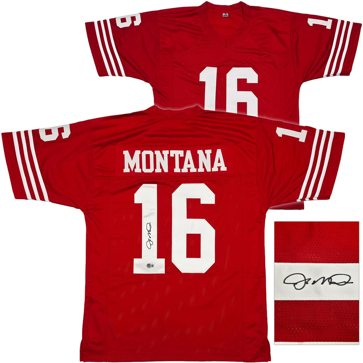 San Francisco 49ers Joe Montana Signed Red Jersey Beckett