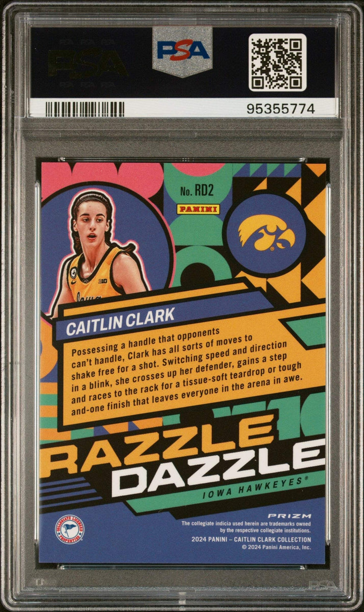 Graded 2024 Panini Caitlin Clark #RD2 Razzle Dazzle RC Basketball Card PSA 10