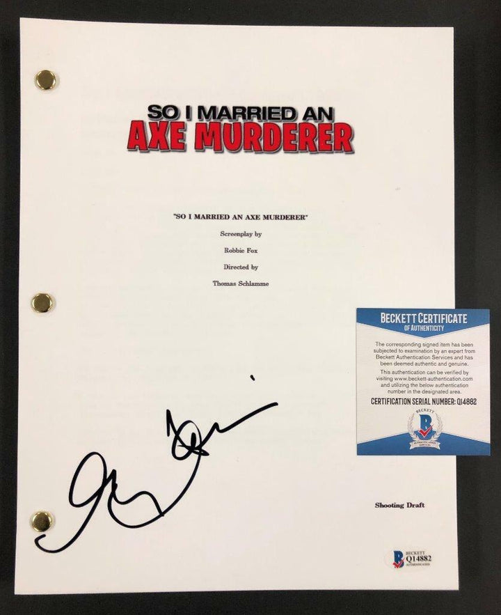 actress Nancy Travis signed So I Married an Axe Murderer movie Script BAS COA