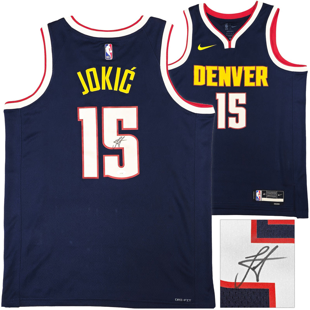 Nuggets Nikola Jokic Signed Blue Nike Swingman Icon Edition Jersey Size 48 JSA