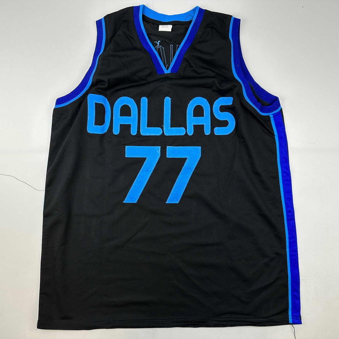 Facsimile Autographed Luka Doncic Dallas Black Reprint Jersey Size Men's XL