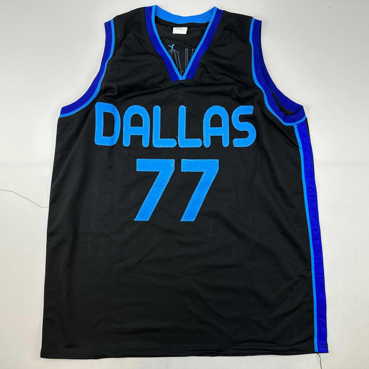 Facsimile Autographed Luka Doncic Dallas Black Reprint Jersey Size Men's XL