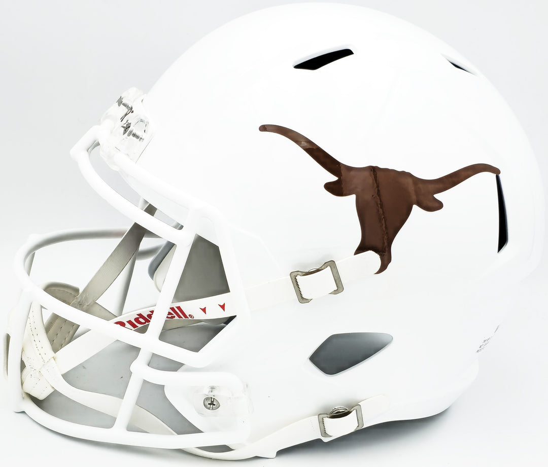 Earl Campbell Auto Texas Longhorns White Full Size Rep Speed 2021 Helmet Beckett