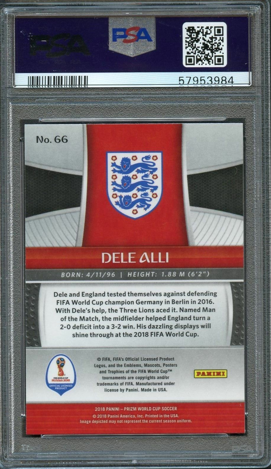 2018 Prizm World Cup #66 Dele Alli PSA 10 England