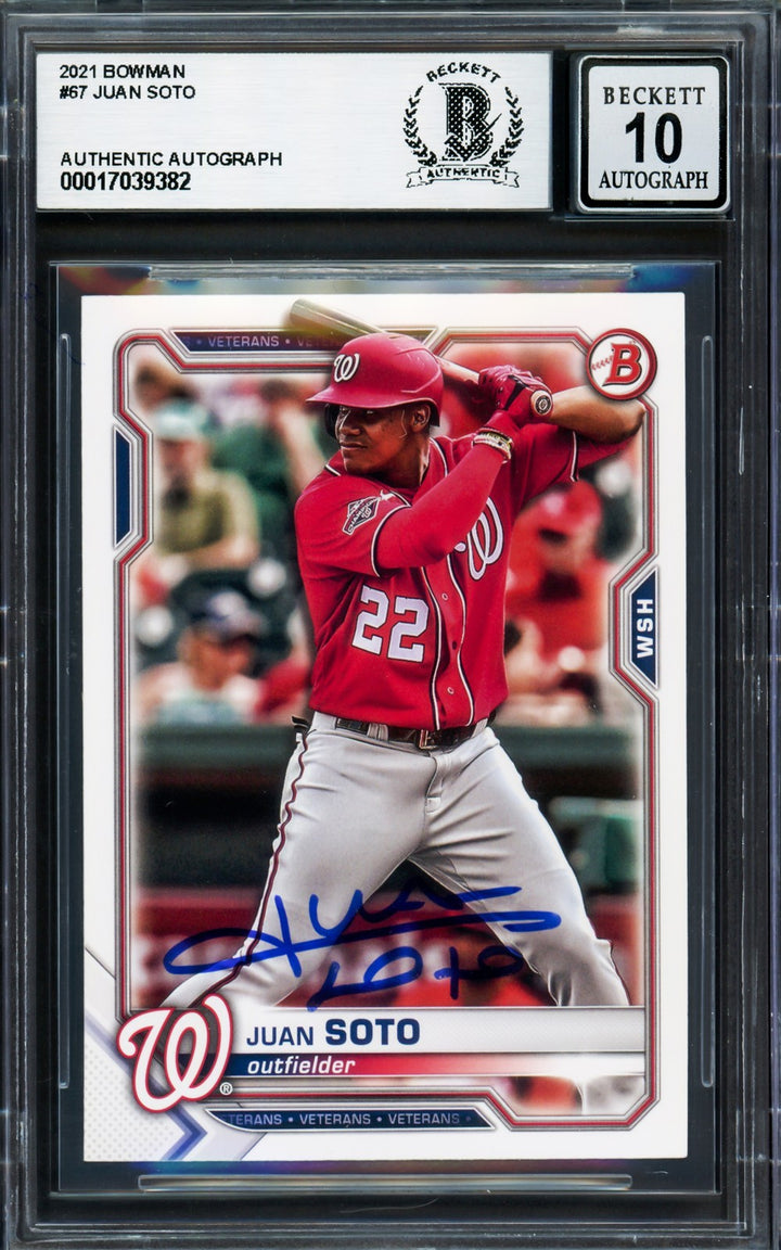 Juan Soto Signed 2021 Bowman Card 67 New York Mets Auto GM 10 Beckett