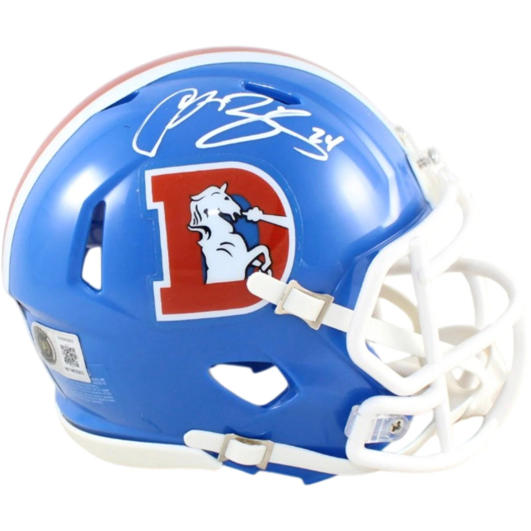Champ Bailey Autographed/Signed Denver Broncos Mini Helmet Beckett Witness 58658