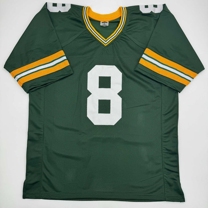 Autographed/Signed Josh Jacobs Green Bay Green Football Jersey Beckett BAS COA