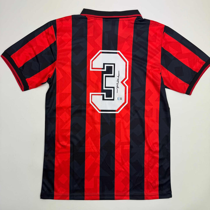 Autographed/Signed Paolo Maldini AC Milan Black/Red Jersey Beckett BAS COA