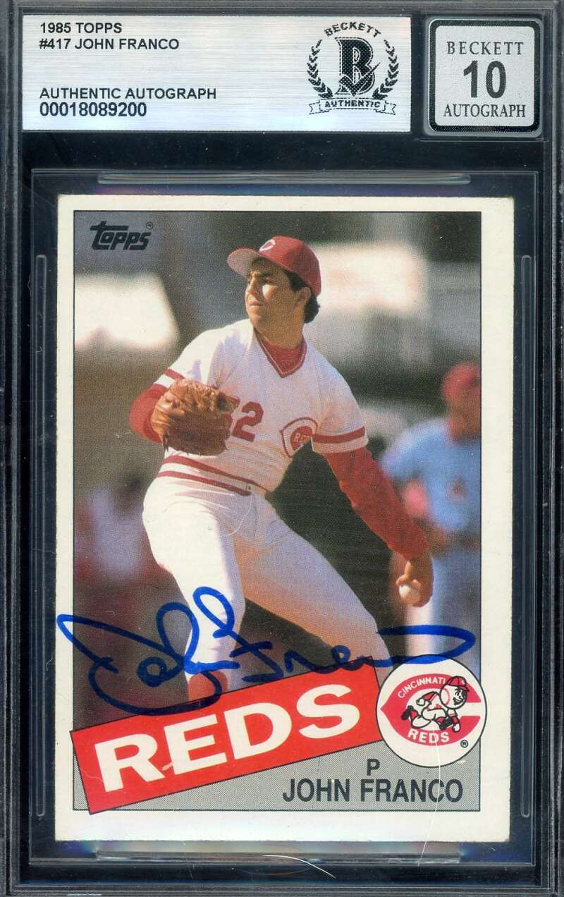 John Franco Gem Mint 10 Beckett BAS Signed 1985 Topps Autograph