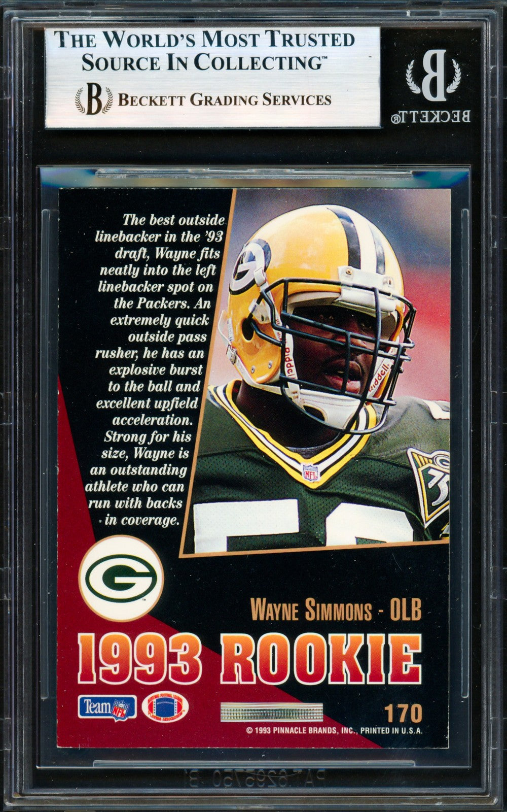 Wayne Simmons Auto 1993 Score Select RC #170 Green Bay Packers Beckett #19958593