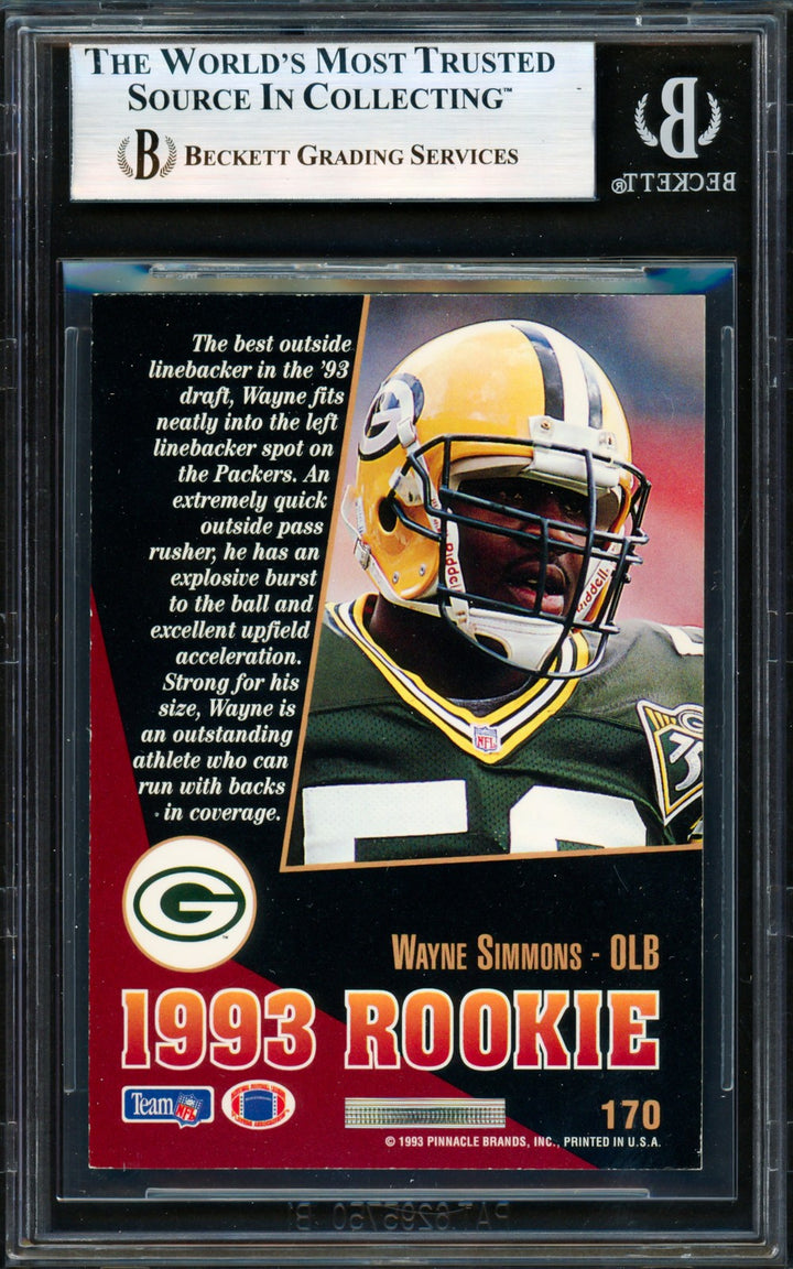Wayne Simmons Auto 1993 Score Select RC #170 Green Bay Packers Beckett #19958593