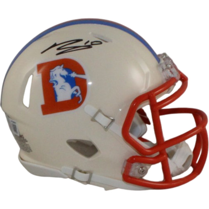 Bo Nix Autographed/Signed Denver Broncos Retro Mini Helmet Beckett Witness 56420