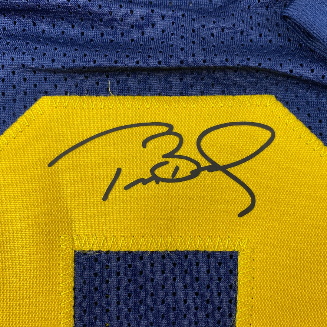 Facsimile Autographed Tom Brady Michigan Blue Reprint Laser Jersey Size Men's XL