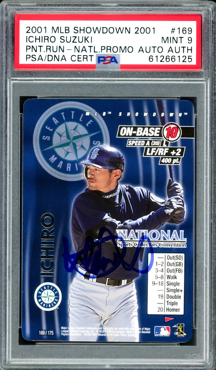 Ichiro Suzuki Auto 2001 MLB Showdown National Promo RC 169 Mariner PSA 9 PSA/DNA