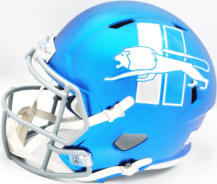 Sam LaPorta Auto Lions Flat Matte Blue 2023 Alternate FS Replica Helmet Beckett