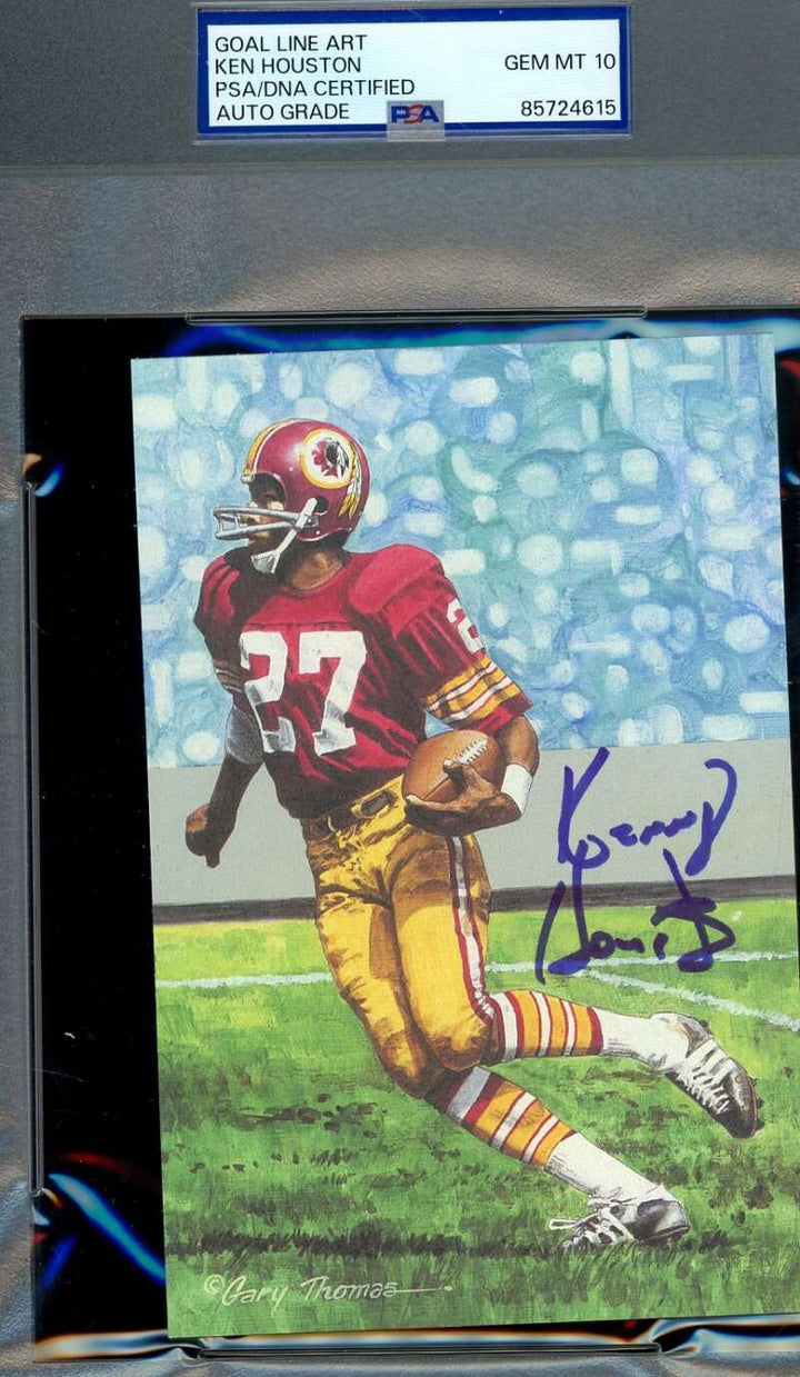 Ken Houston Gem Mint 10 PSA DNA Autograph Goal Line Art Card GLAC Signed HOF 86