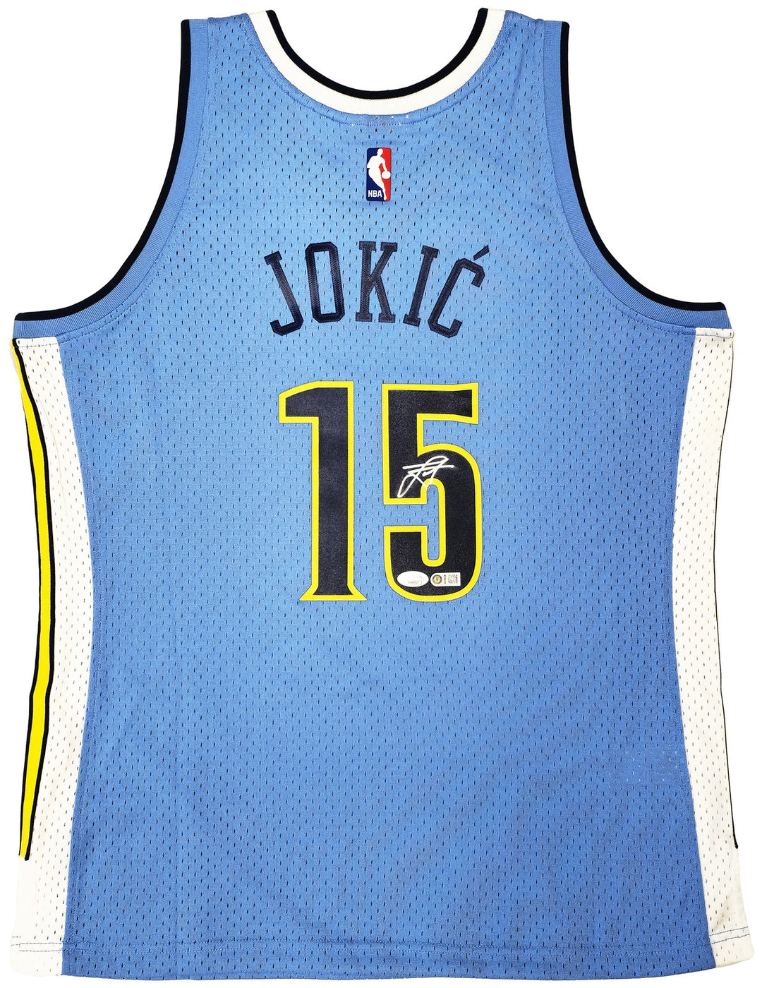 Nuggets Nikola Jokic Auto Blue Mitchell Ness 16 HWC Swingman Rookie Jersey L JSA