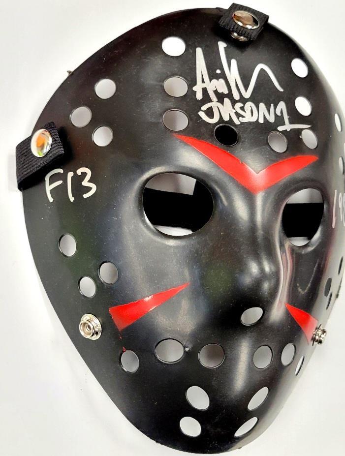 Ari Lehman signed "F13 1980" Friday the 13th Jason Mask autograph Beckett BAS