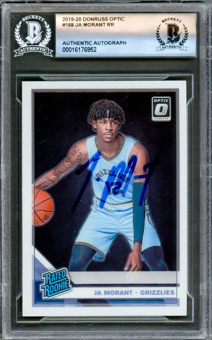 Ja Morant Signed 2019-20 Donruss Optic RC #168 Memphis Grizzlies Beckett